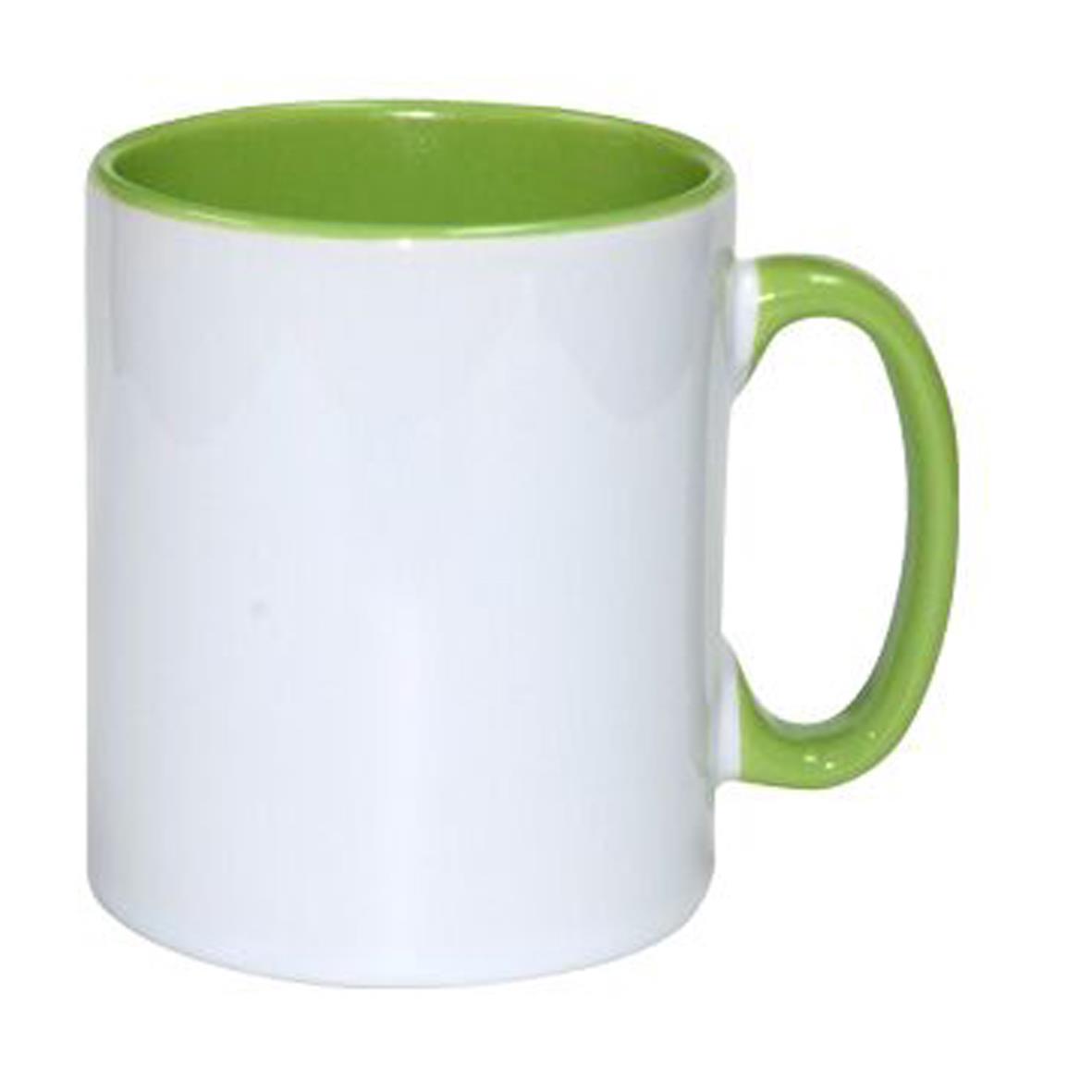 Porseleinen sublimatiemok met gekleurde binnenzijde en oor, Sublimok met gekleurde binnenzijde en oor 30 cl in lichtgroen